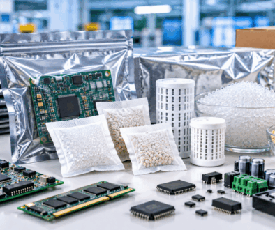 Moisture control for electronic components using desiccant sachets and moisture barrier packaging